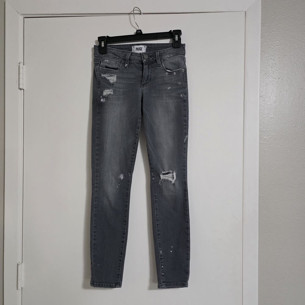 PAIGE Women's Skinny Distressed Gray Jeans